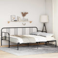 NNEVL Daybed with Trundle without Mattress Black 92x187 cm Single Metal-0