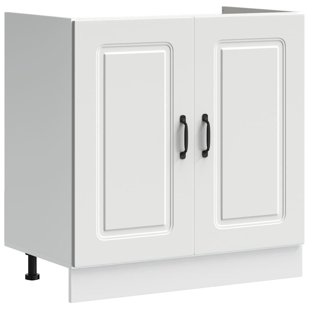 NNEVL Sink Base Cabinet Kalmar White 80x46x81.5 cm Engineered Wood-1