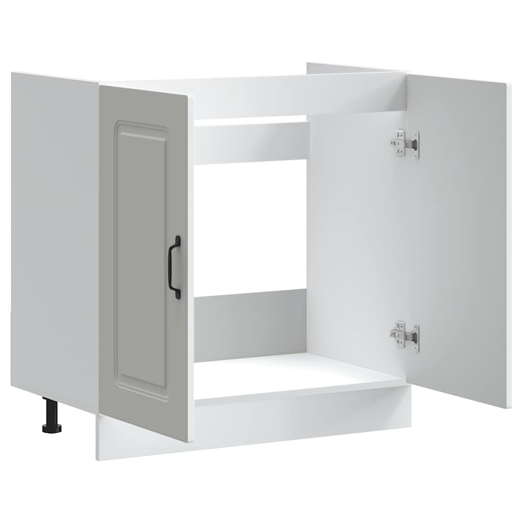 NNEVL Sink Base Cabinet Kalmar White 80x46x81.5 cm Engineered Wood-3