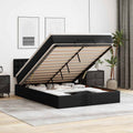 NNEVL Ottoman Bed with Mattress Black Queen Faux Leather-0