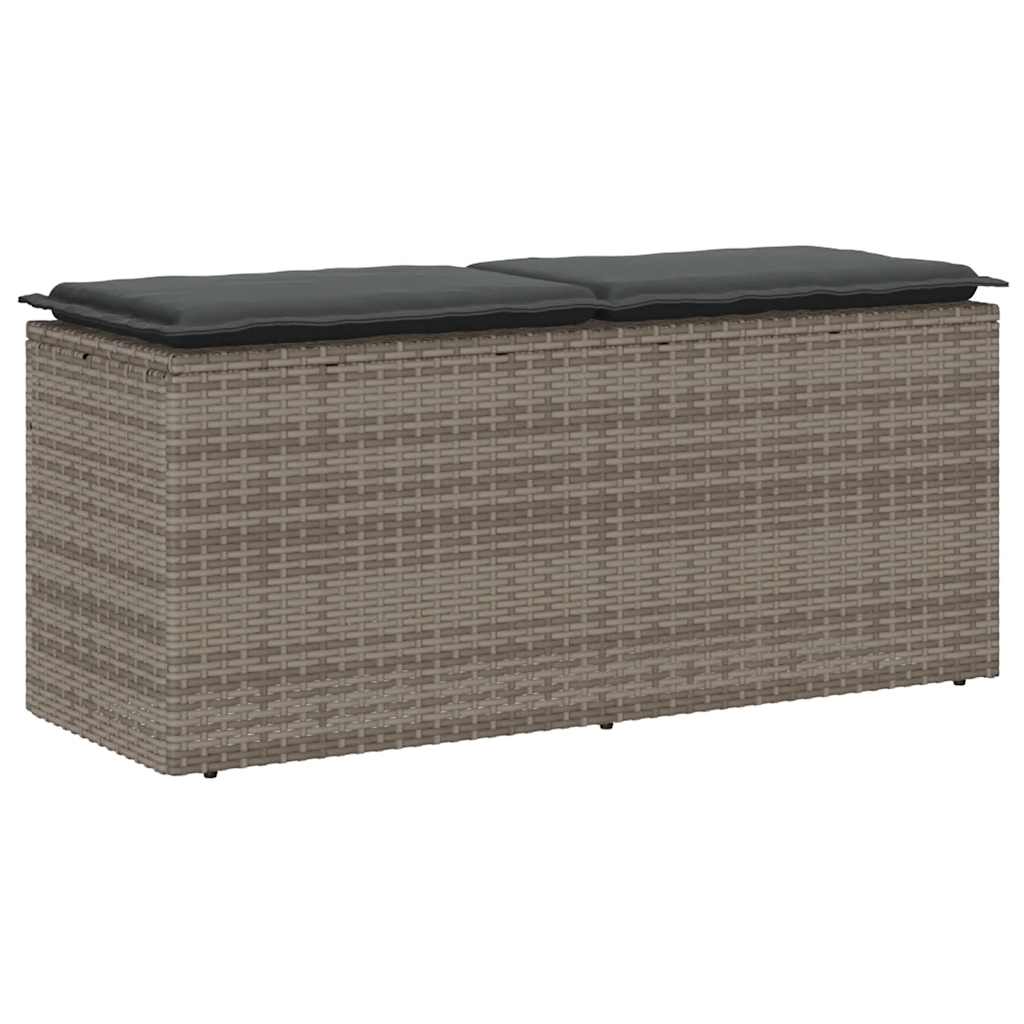 NNEVL Garden Bench with Cushion Grey 110x40x44 cm Poly Rattan-0