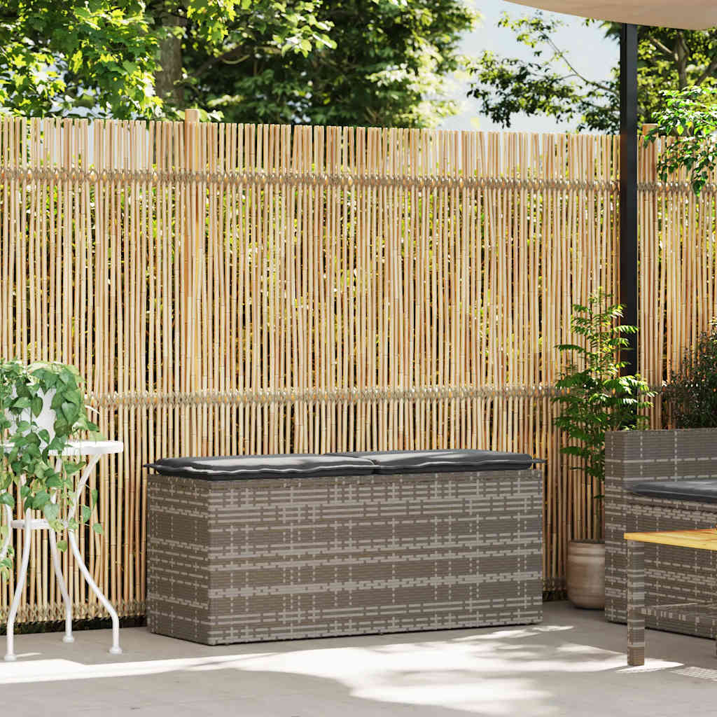 NNEVL Garden Bench with Cushion Grey 110x40x44 cm Poly Rattan-1
