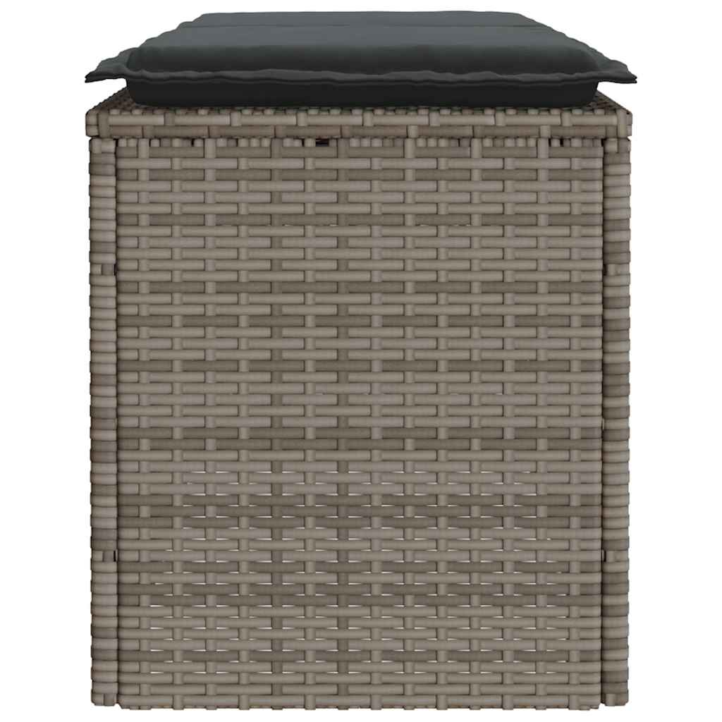 NNEVL Garden Bench with Cushion Grey 110x40x44 cm Poly Rattan-4