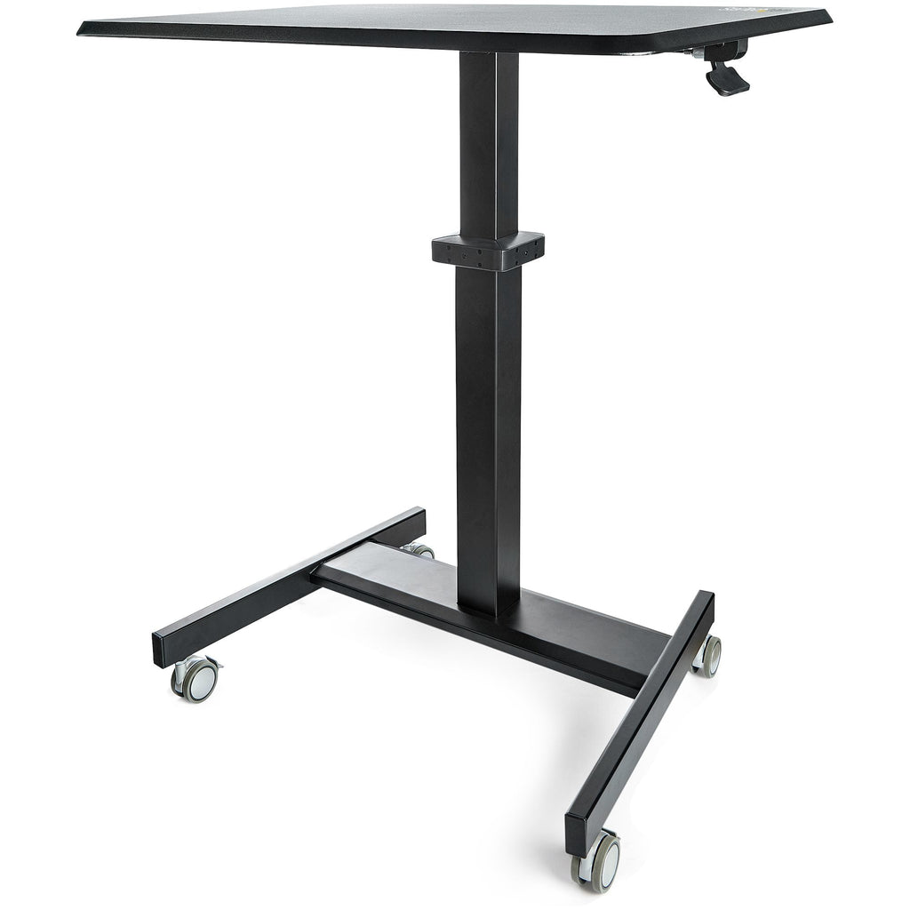 Star Tech Mobile Standing Desk - Portable Sit Stand Ergonomic Height Adjustable Cart on Wheels - Rolling Computer/Laptop Workstation Table with Locking One-Touch Lift for Teacher/Student