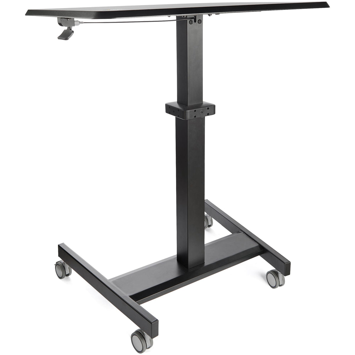 Star Tech Mobile Standing Desk - Portable Sit Stand Ergonomic Height Adjustable Cart on Wheels - Rolling Computer/Laptop Workstation Table with Locking One-Touch Lift for Teacher/Student