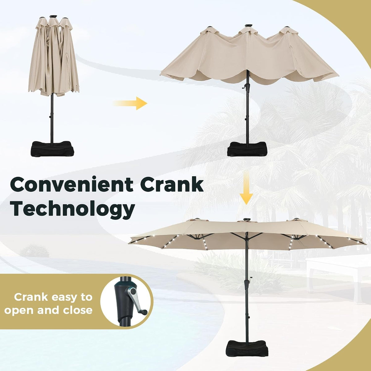 15Foot Double Sided Rectangular Patio Solar Umbrella-1