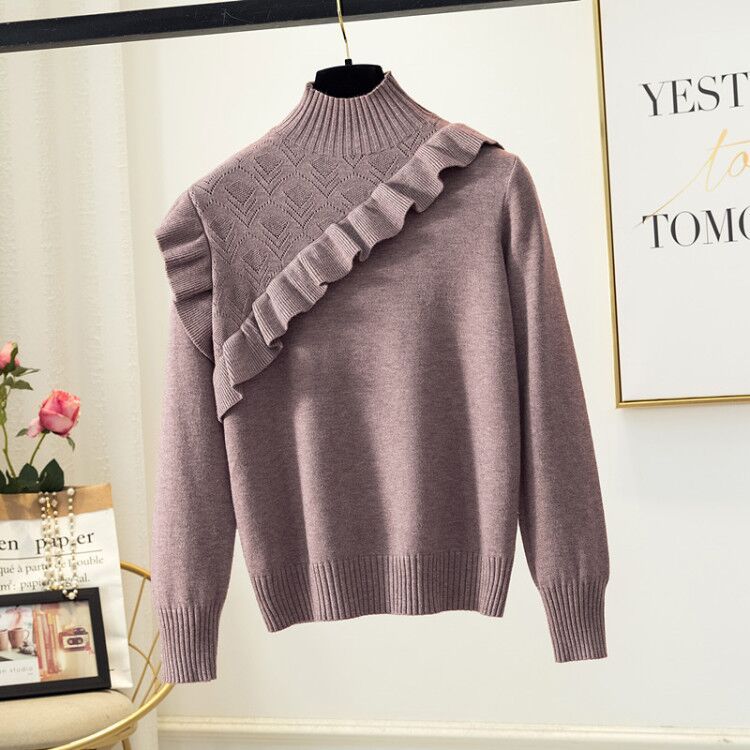 Women's 2020 Autumn Winter Sweet Ruffled Knit Sweater