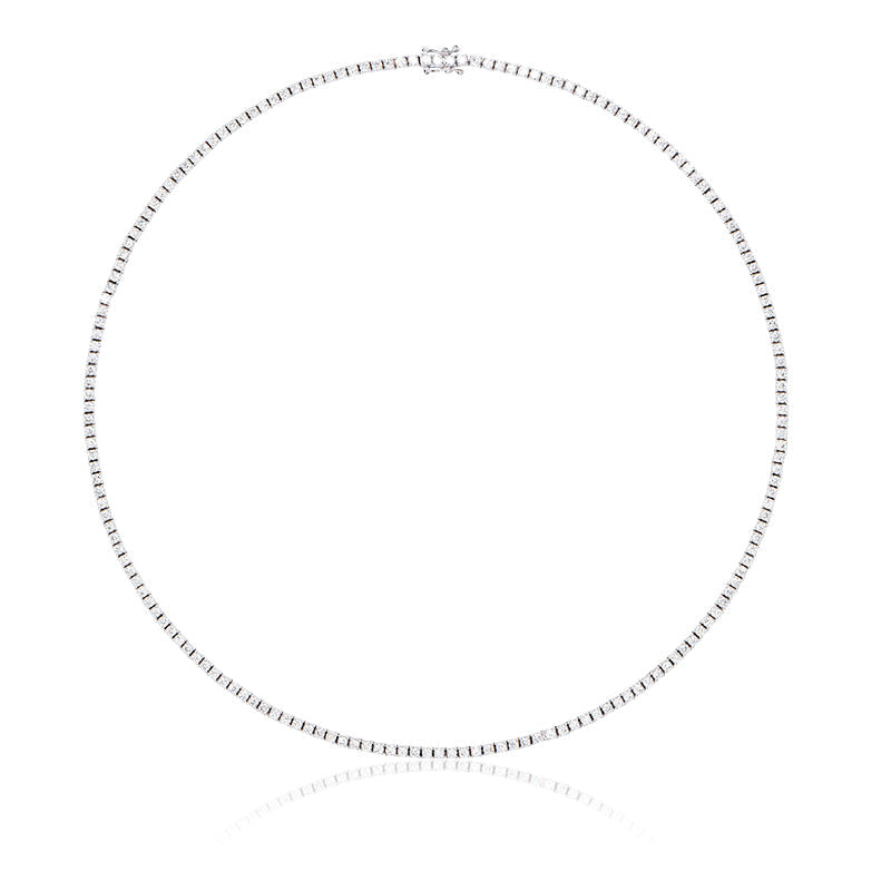 8.00 CTW AGI Certified Lab Grown Diamond Tennis Necklace in 14K White or Yellow Gold (F/VS)-1