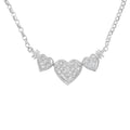 14K White Gold 1.0 Cttw Princess Cut Diamond Three Heart 18" Statement Pendant Necklace (H-I Color, SI2-I1 Clarity)-0