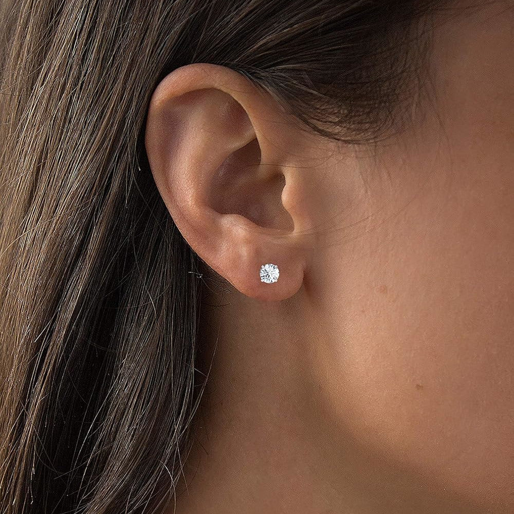 1.00 CTW Round Lab-Grown Diamond Stud Earrings in 14K White or Yellow Gold | G/VS-Clarity-4