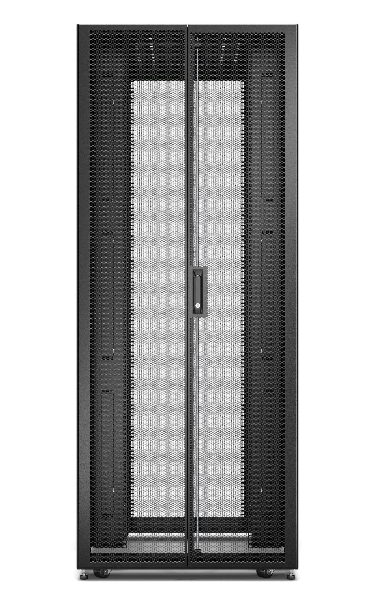 APC Easy Rack, 42U, Black, With Roof, Castors, Feet, 4 Brackets, and Side Panels, No Bottom, 1991H x 800W x 1200D mm