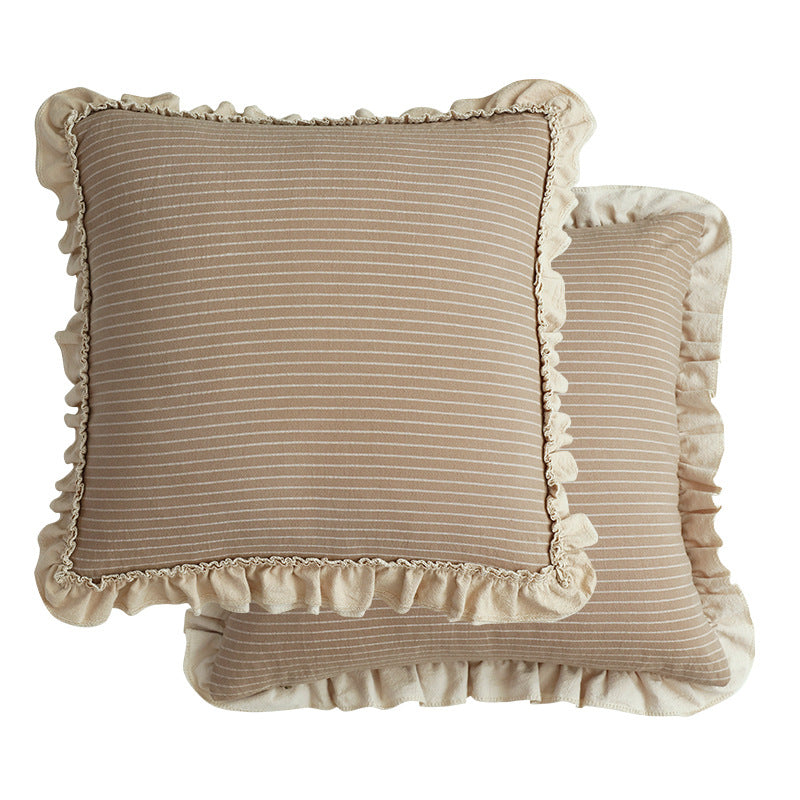 Cotton Sand-Washed Lotus Leaf Lace Sofa Pillow Cushion