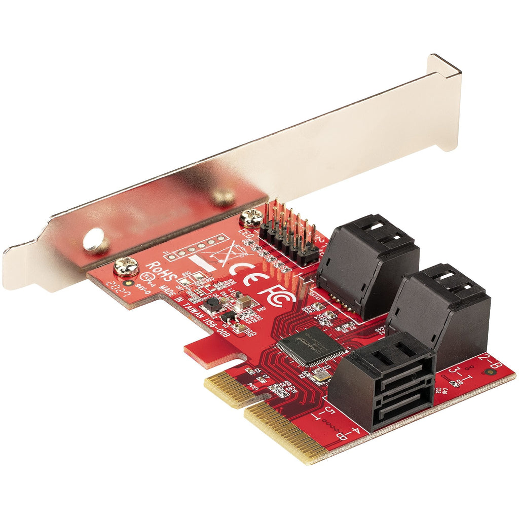 Star Tech SATA PCIe Card - 6 Port PCIe SATA Expansion Card - 6Gbps - Low/Full Profile - Stacked SATA Connectors - ASM1166 Non-Raid - PCI Express to SATA Converter