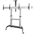 Star Tech Dual TV Cart for 37-60in VESA TVs up to 110lb/50kg each - Height Adjustable TV Mount, Mobile Display Cart w/ Equipment Shelves - Rolling TV Cart on Wheels - Rolling TV Stand