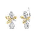 14K White and Yellow Gold 1.00 Cttw Round Pave-Set Diamond Teardrop and Marquise Shape Drop Dangle Earrings (H-I Color, SI1-SI2 Clarity)-0