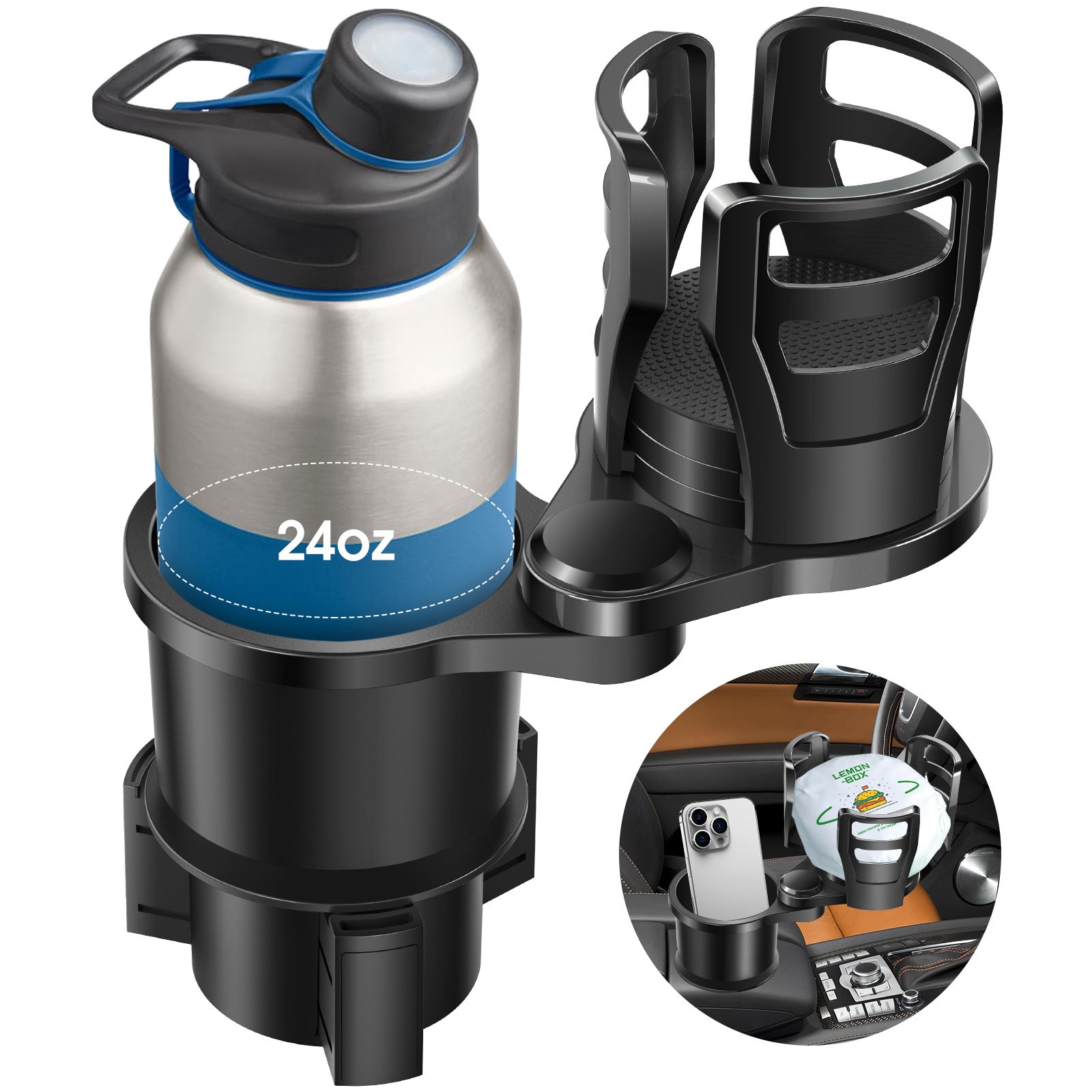 Car Cup Holder Splitter with Rotating Function
