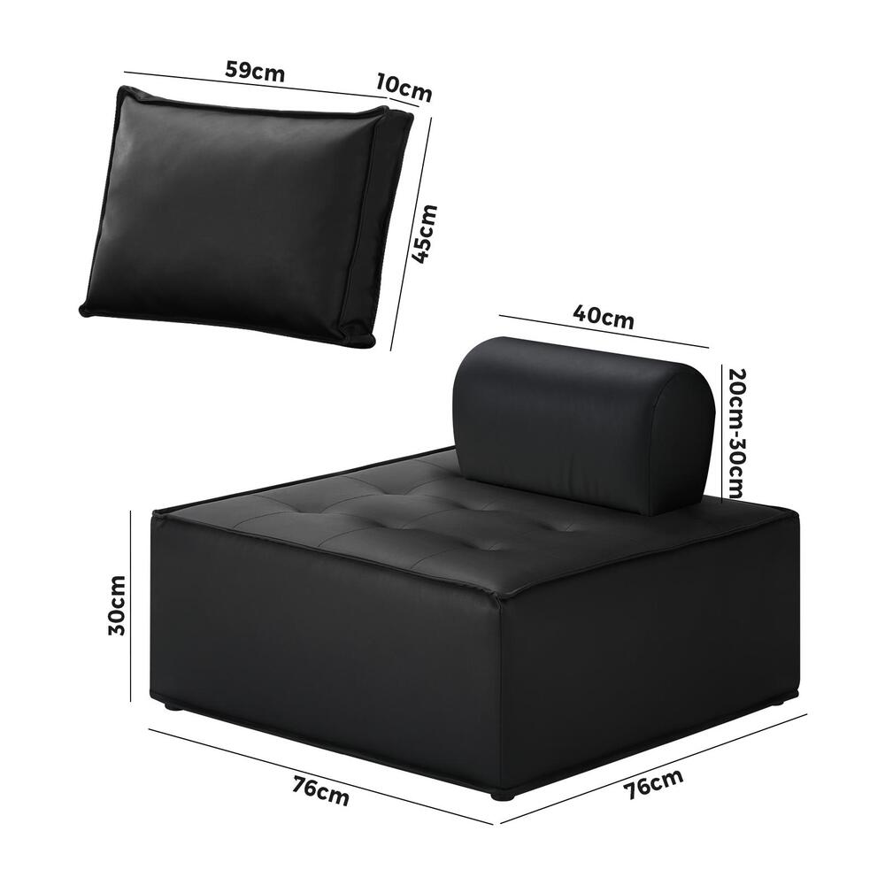 NNEED 3pcs Pu Leather Sofa Couch Black-2