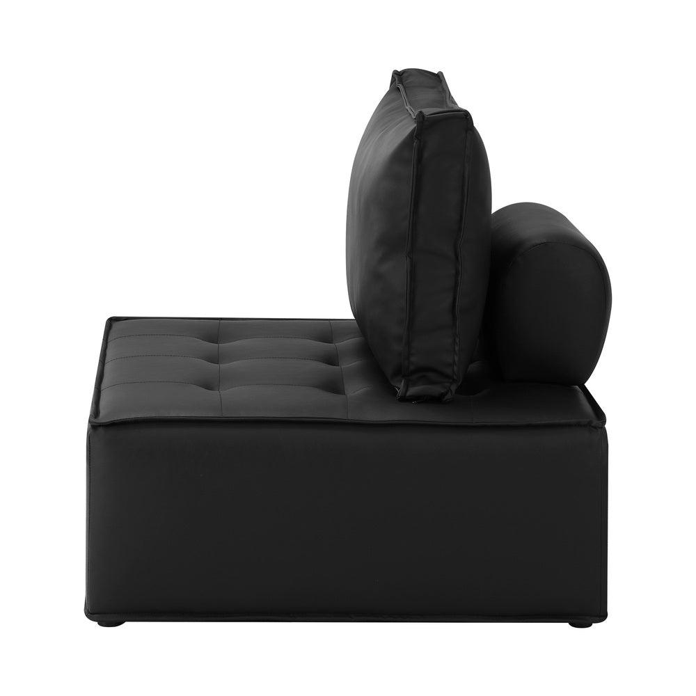 NNEED 3pcs Pu Leather Sofa Couch Black-3