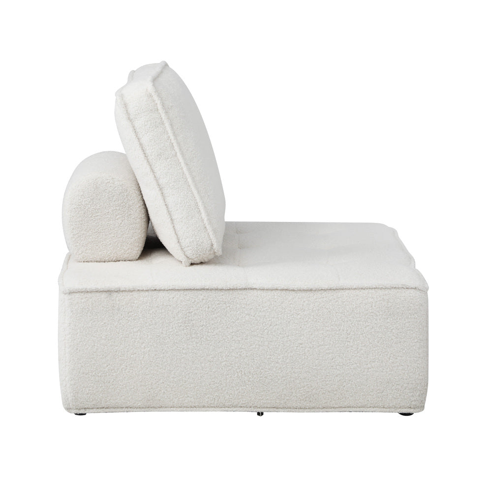 NNEED Modular Armless Sofa Adjustable Back Sherpa White-2