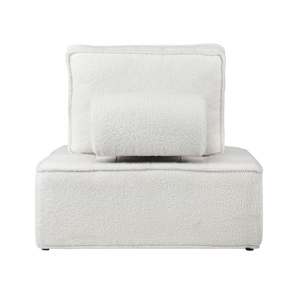NNEED Modular Armless Sofa Adjustable Back Sherpa White-3