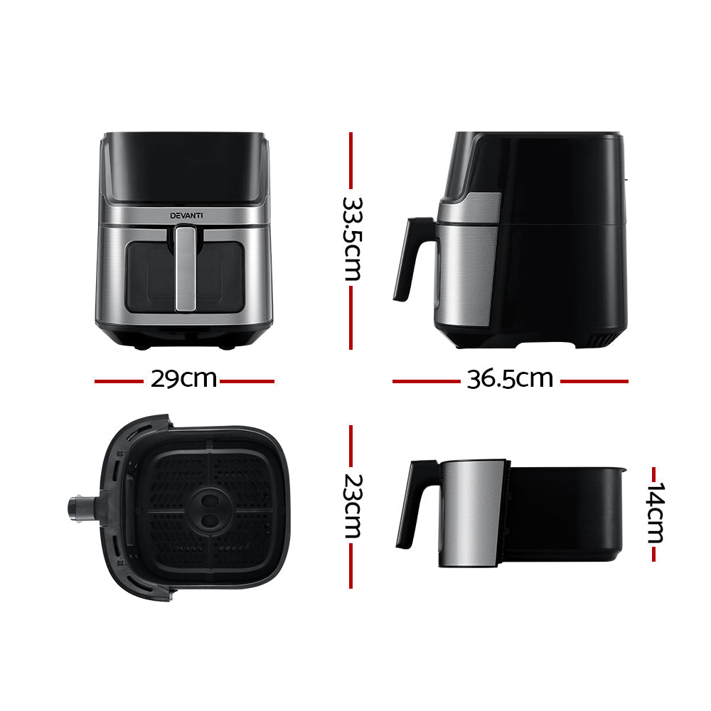 NNEDSZ Devanti Air Fryer 6.5L LCD Fryers Clear Window-1