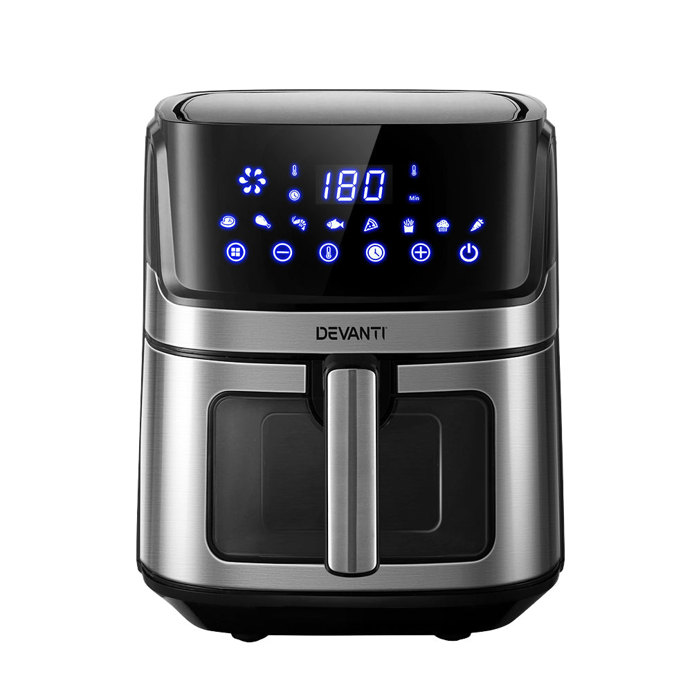 NNEDSZ Devanti Air Fryer 6.5L LCD Fryers Clear Window-2