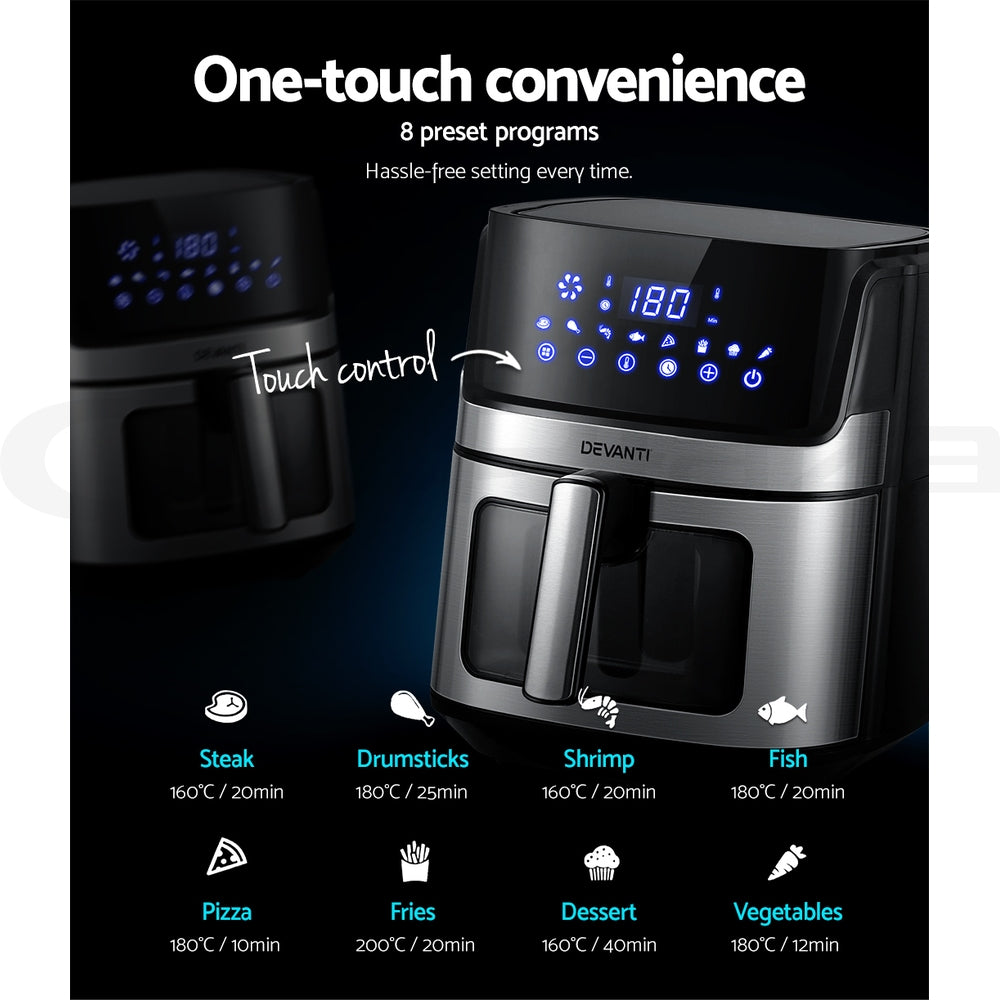 NNEDSZ Devanti Air Fryer 6.5L LCD Fryers Clear Window-3