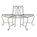 Half-Circle Outdoor Patio Garden Wrought Iron Tree Bench in Antique Green-0