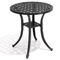 Round Weather Resistant Black Powder Coated Aluminum Outdoor Patio Bistro Table-0