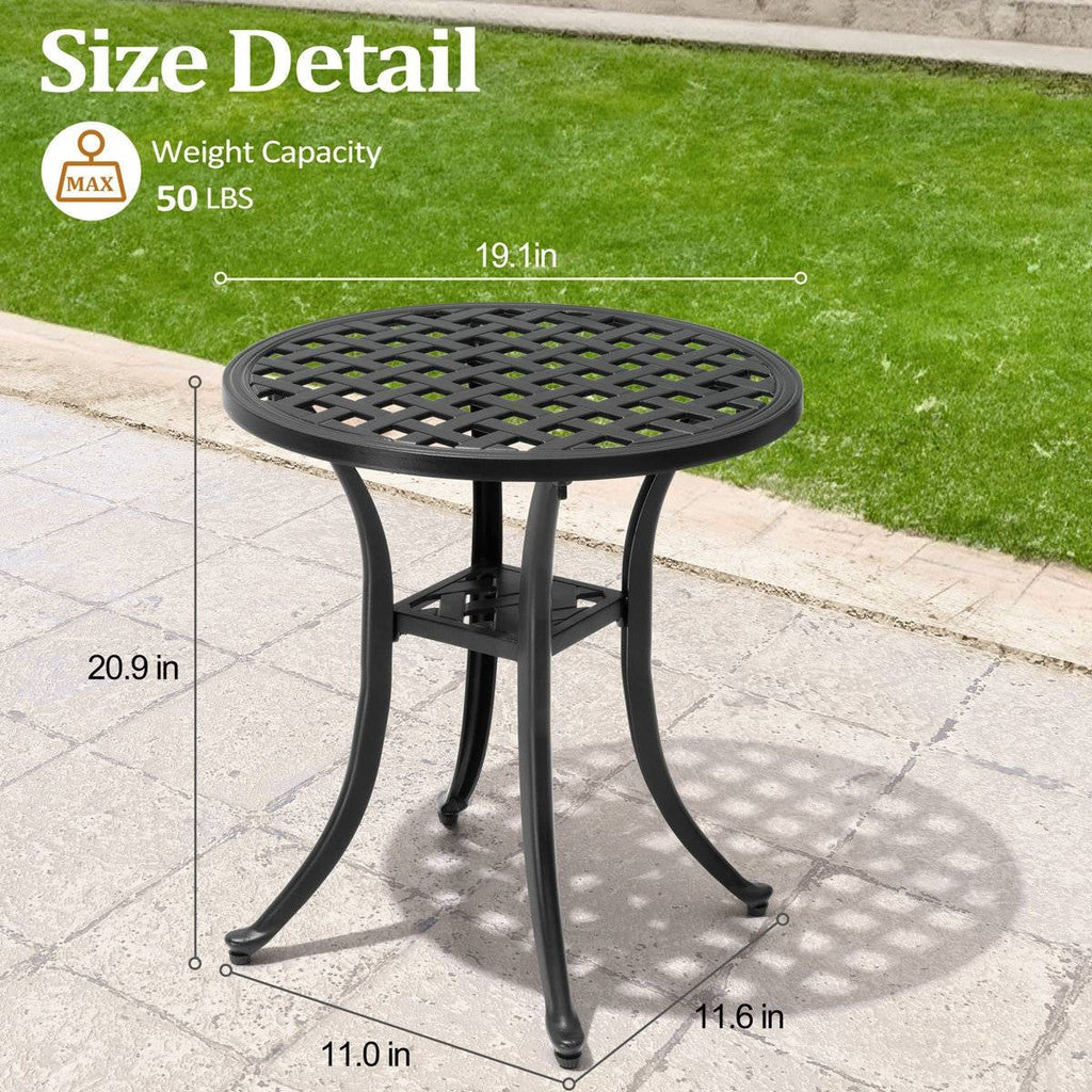 Round Weather Resistant Black Powder Coated Aluminum Outdoor Patio Bistro Table-3