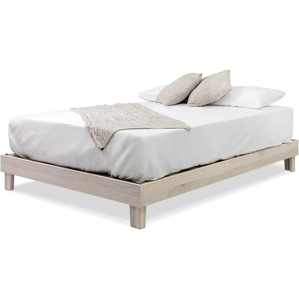 Twin size Solid Wood Heavy Duty Platform Bed Frame in Off-White - Made In USA-4