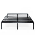 Queen size Sturdy Black Metal Platform Bed Frame with Headboard Attachments-0