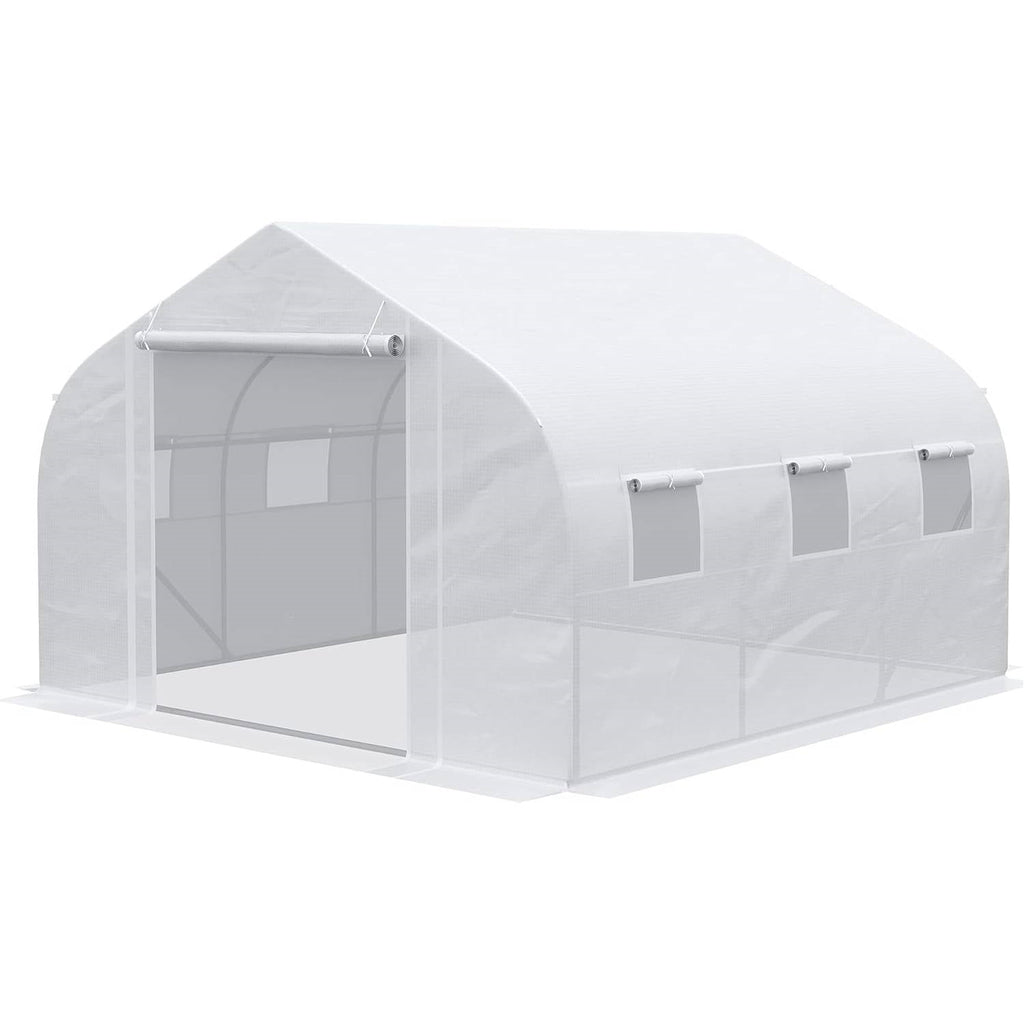 Greenhouse w/ White PE Cover and Heavy Duty Steel Frame 11.5' x 10' x 6.5'-0