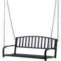 Modern Farmhouse Antique Black 2-Person Metal Outdoor Hanging Porch Swing-0