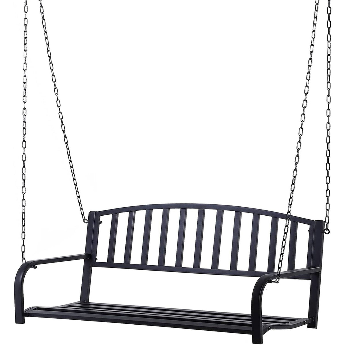 Modern Farmhouse Antique Black 2-Person Metal Outdoor Hanging Porch Swing-0