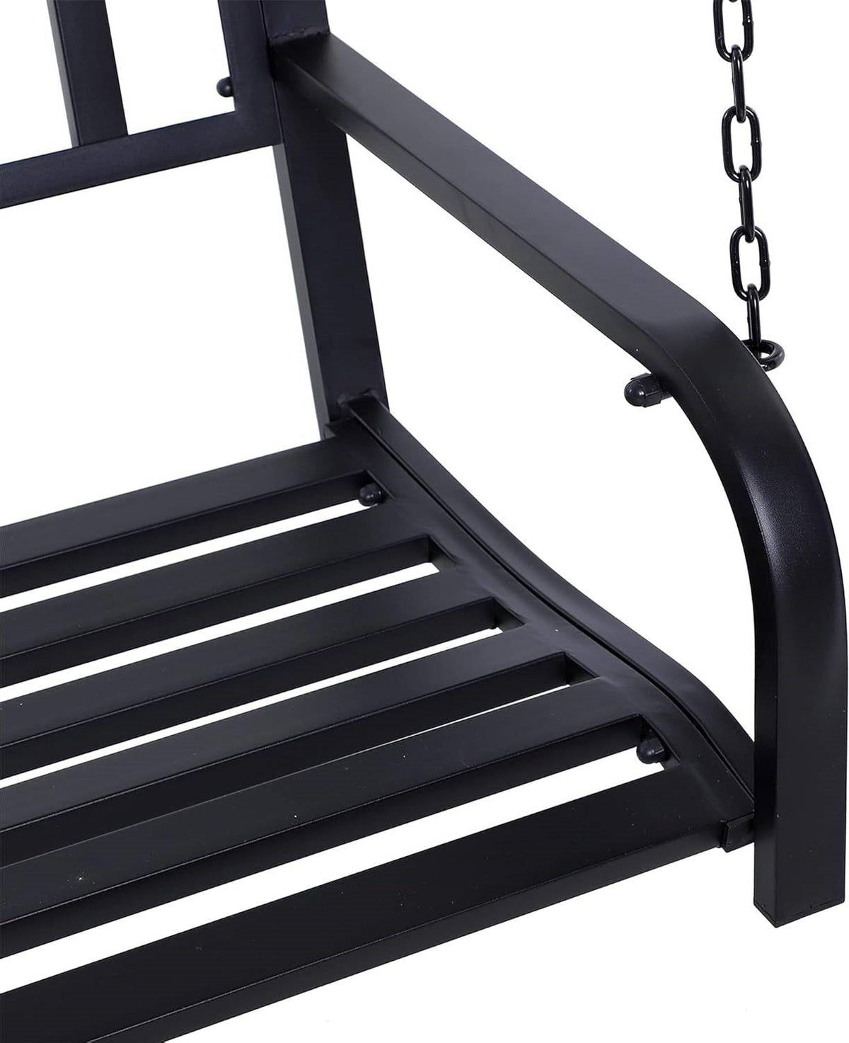 Modern Farmhouse Antique Black 2-Person Metal Outdoor Hanging Porch Swing-2