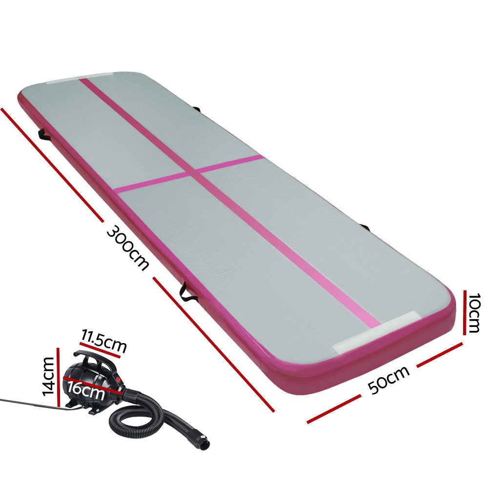 NNEDSZ  3X1M Inflatable Air Track Mat with Pump Tumbling Gymnastics Pink-1