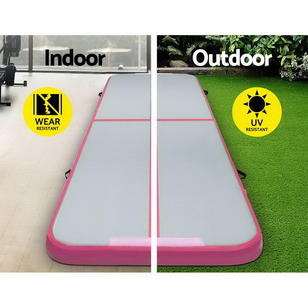 NNEDSZ  3X1M Inflatable Air Track Mat with Pump Tumbling Gymnastics Pink-4