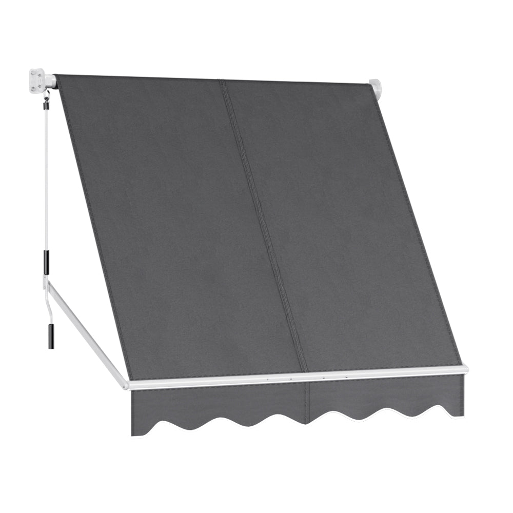 NNEDSZ Retractable Fixed Pivot Arm Window Awning Outdoor Blinds 2.1X2.1M Grey-0