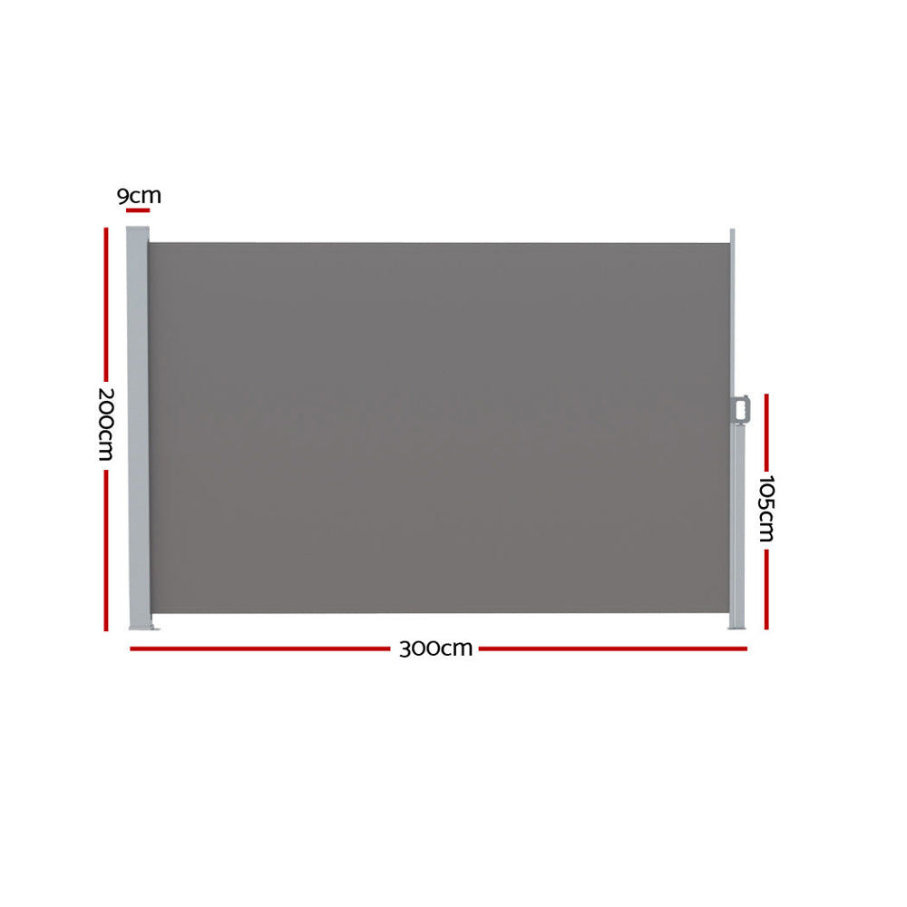 NNEDSZ Side Awning Sun Shade Outdoor Retractable Privacy Screen 2X3M Grey-1