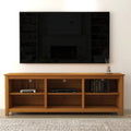 Farmhouse TV Stand in Amber Brown Wood Finish - for TVs up to 70-inch-0