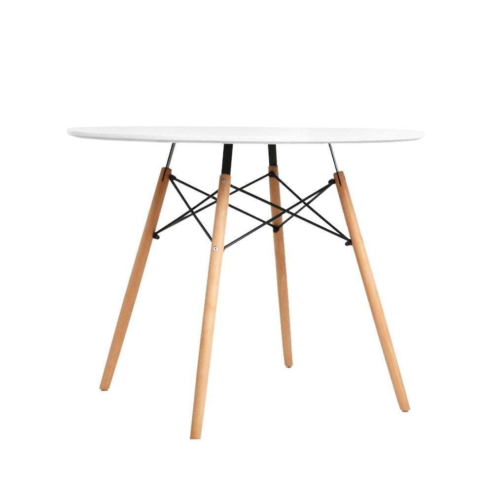NNEDSZ Dining Table Round 4 Seater Replica Tables Cafe Timber White 90cm-0