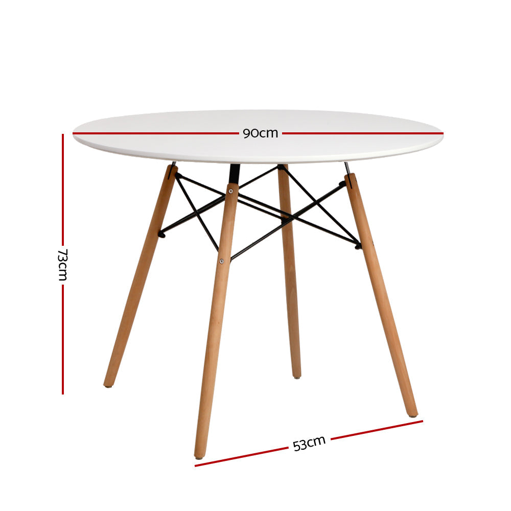 NNEDSZ Dining Table Round 4 Seater Replica Tables Cafe Timber White 90cm-1