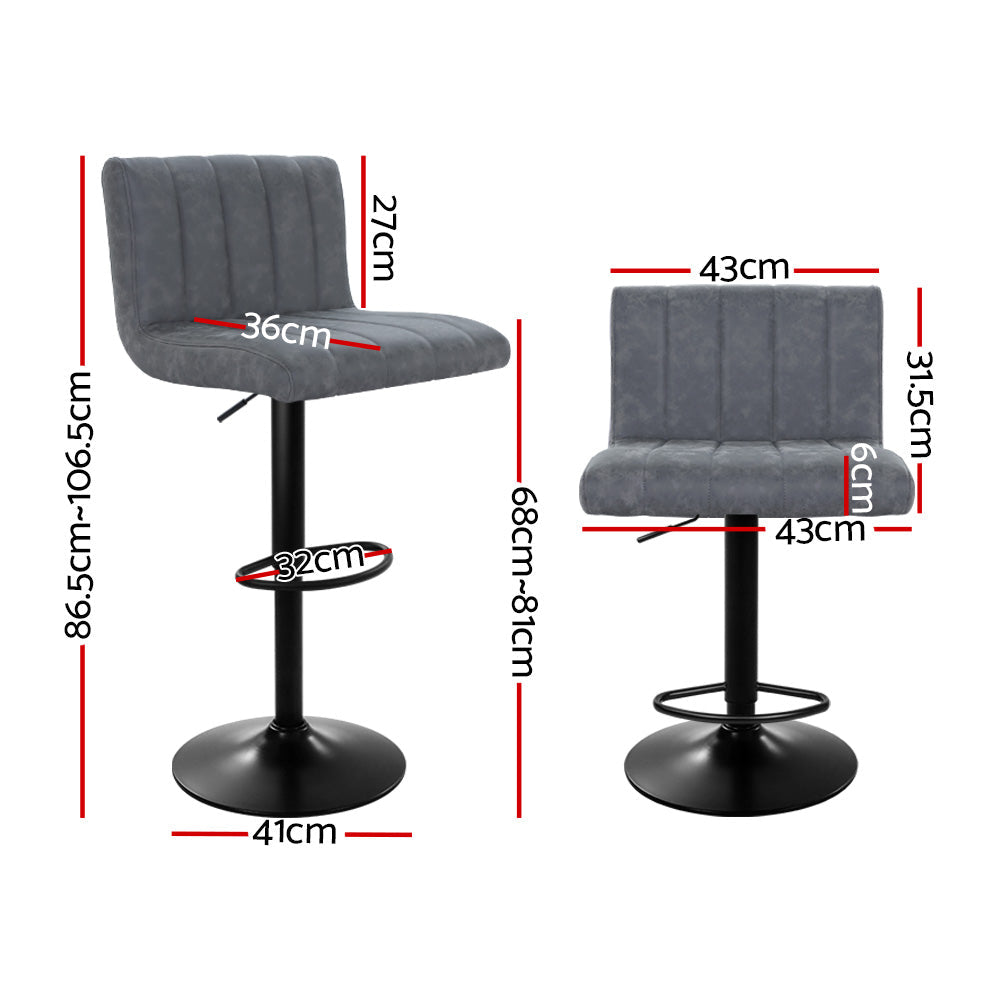 NNEDSZ Set of 2 Bar Stools PU Leather Line Style - Grey-1