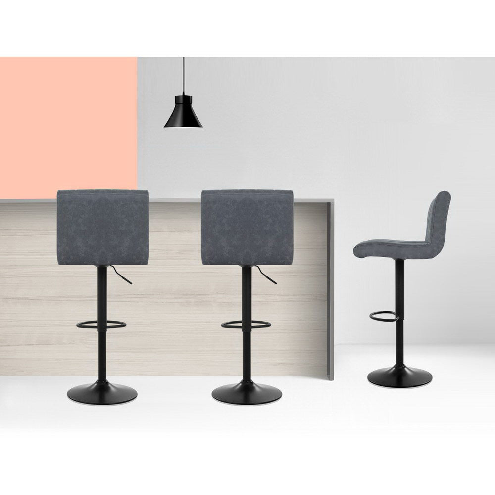 NNEDSZ Set of 2 Bar Stools PU Leather Line Style - Grey-4