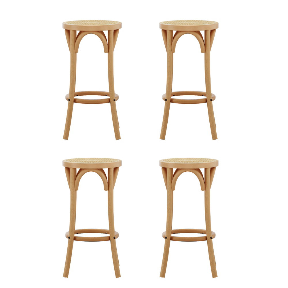 NNEDSZ Artiss 4x Bar Stoosl Rattan Seat Wooden-2
