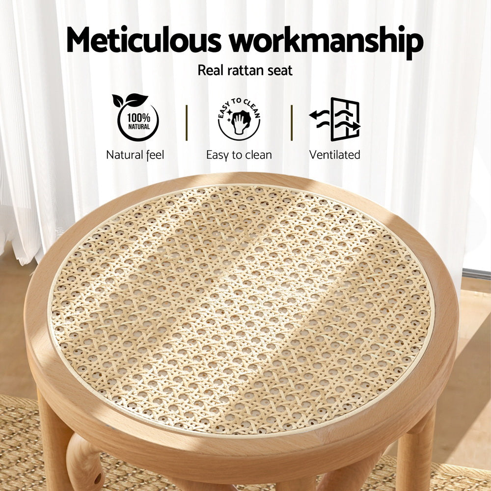 NNEDSZ Artiss 4x Bar Stoosl Rattan Seat Wooden-3