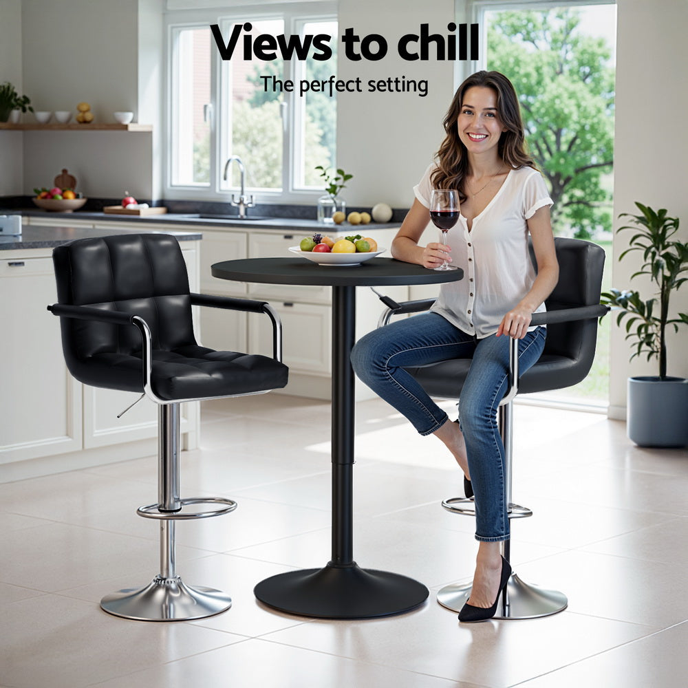 NNEDSZ Artiss Bar Table and Stools Set Dining Desk Kitchen Chairs Cafe Pub-3