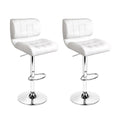 NNEDSZ Set of 2 PU Leather Gas Lift Bar Stools - White and Chrome-0