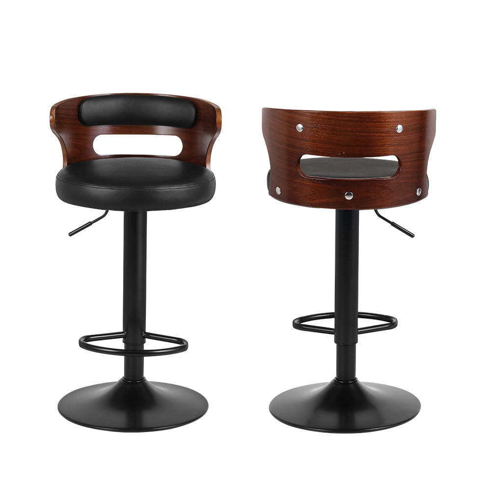 NNEDSZ Artiss 2x Bar Stools Gas Lift Faux Leather-2